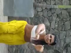 Gorgeous and lustful cheating wife wiggling her butt while dancing in a sexy outfit